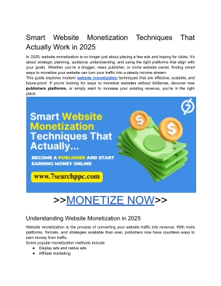 Smart Website Monetization Techniques That Actually Work in 2025