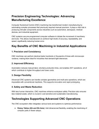 Modern CNC Machining: Foundation of Precision in Manufacturing