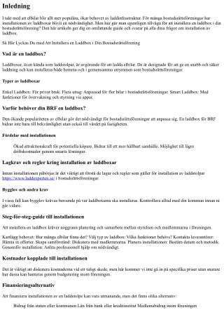 Så Här Lyckas Du med Att Installera en Laddbox i Din Bostadsrättsförening