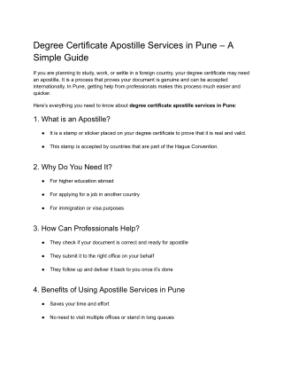Best Degree Certificate Apostille Agency in Pune