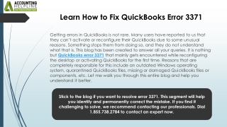Proven Solutions For QuickBooks Error 3371