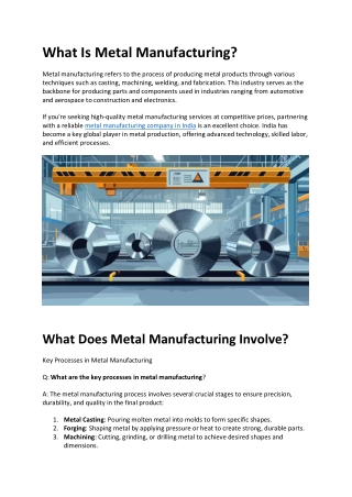 Metal Manufacturing Company in India