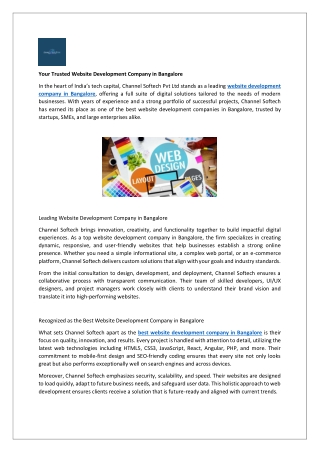 Website Development Company in Bangalore