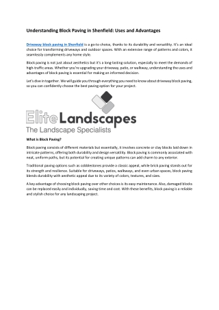 understanding block paving in shenfield uses