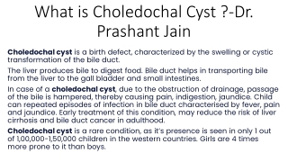 what is choledochal cyst dr prashant jain