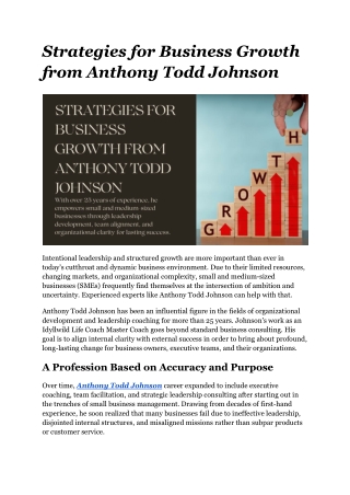 Strategies for Business Growth from Anthony Todd Johnson