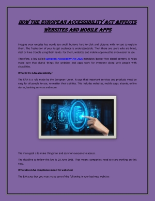 How the European Accessibility Act affects websites and mobile apps