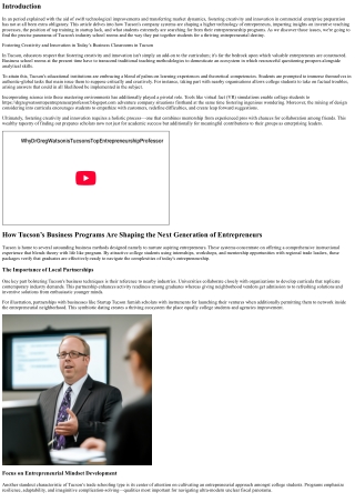 Fostering Creativity and Innovation in Today’s Business Classrooms in Tucson