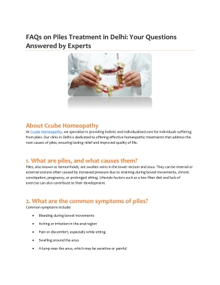 FAQs on Piles Treatment in Delhi Your Questions Answered by Experts