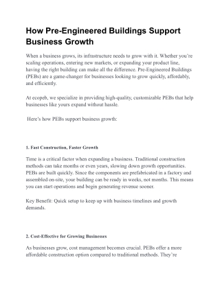 How Pre-Engineered Buildings Support Business Growth