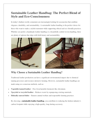 Sustainable leather handbag