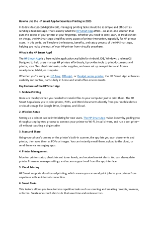 how to use the hp smart app for seamless printing