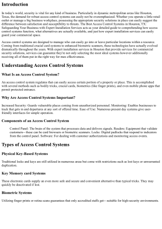 The Most Ideal Access Control Systems in Houston, TX: Securing Your Business wit