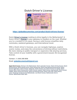 Dutch Driver PDF
