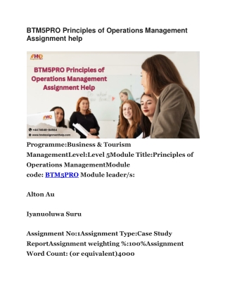 BTM5PRO Principles of Operations Management Assignment help