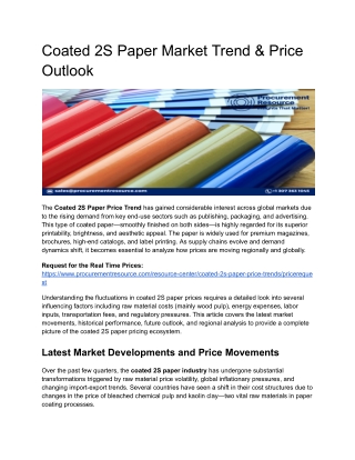 Coated 2S Paper Market Trend & Price Outlook