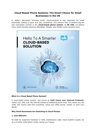 Cloud-Based Phone System for Small Business UK | UK Talk