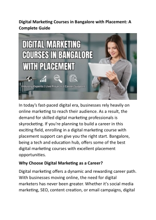 Digital Marketing Courses in Bangalore with Placement