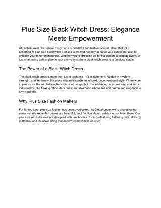 Plus Size Black Witch Dress