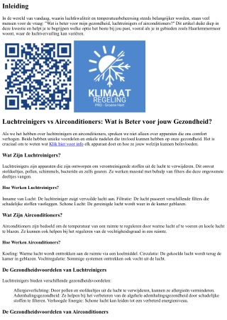 Luchtreinigers vs Airconditioners: Wat is Beter voor jouw Gezondheid?