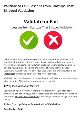 Validate or Fail: Lessons from Startups That Skipped Validation