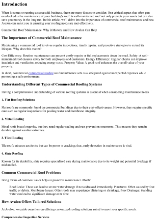 Commercial Roof Maintenance: Why it Matters and How Avalon Can Help