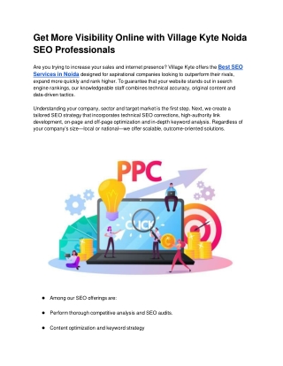 Get More Visibility Online with Village Kyte Noida SEO Professionals