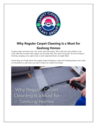 Why Regular Carpet Cleaning Is a Must for Geelong Homes