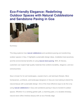 Eco-Friendly Elegance: Redefining Outdoor Spaces with Natural Cobblestone and Sa
