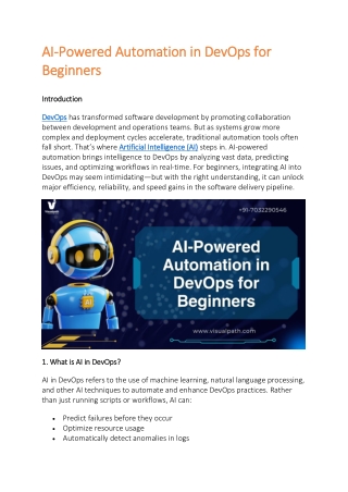 Generative AI For DevOps Training courses | Gen AI For DevOps
