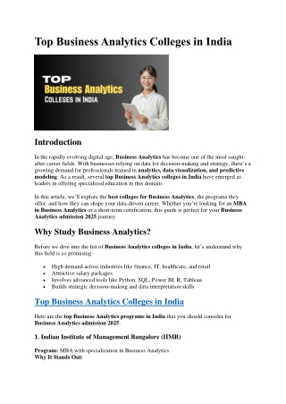 Top Business Analytics Colleges in India