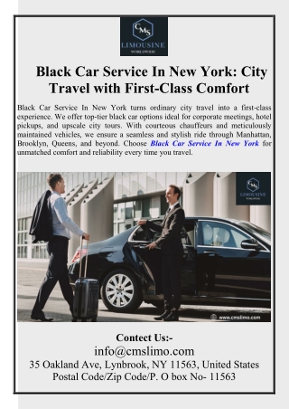 Black Car Service In New York: City Travel with First-Class Comfort