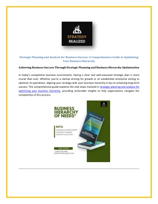 Strategy Analysis And Planning For Business Hierarchy