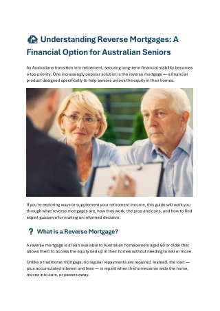 understanding reverse mortgages a financial