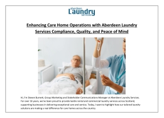 Enhancing Care Home Operations with Aberdeen Laundry Services: Compliance