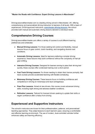 manchester driving lessons