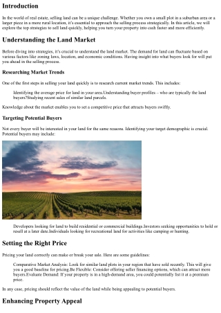 Top Strategies to Sell Land Quickly