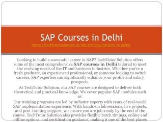 SAP Training Institute Delhi