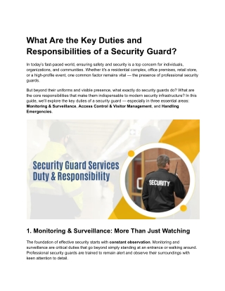 What Are the Key Duties and Responsibilities of a Security Guard