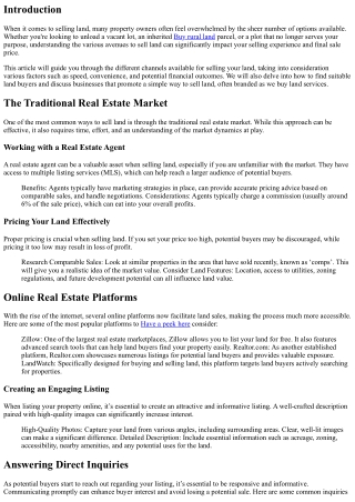 Exploring Different Channels to Sell Your Land