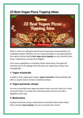 25 Best Vegan Pizza Topping Ideas
