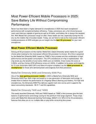 Most Power-Efficient Mobile Processors in 2025_ Save Battery Life Without Compromising Performance
