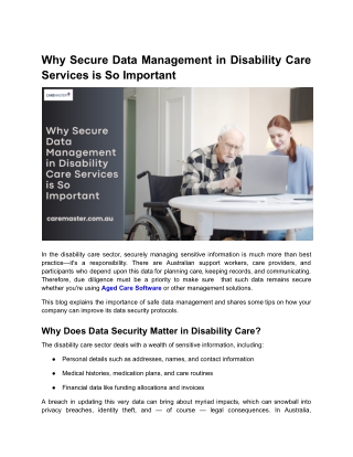 Why Secure Data Management in Disability Care Services is So Important