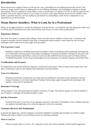 Steam Shower Installers: What to Look for in a Professional