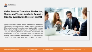 Global Pressure Transmitter Market Size, Share, and Trends Analysis Report – Ind