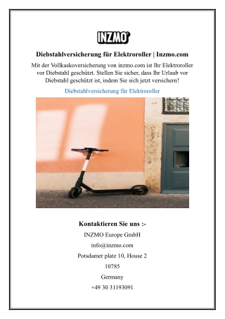 diebstahlversicherung f r elektroroller inzmo com
