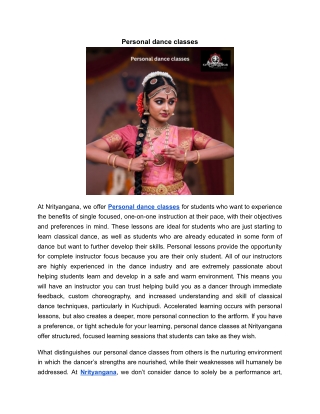 Personal dance classes | Nrityangana