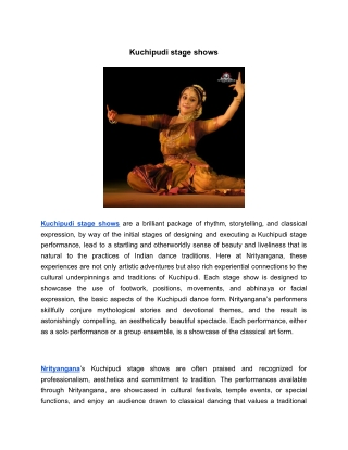 Kuchipudi stage shows | Nrityangana