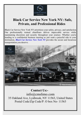 Black Car Service New York NY: Safe, Private, and Professional Rides