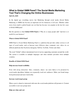 What is Global SMM Panel The Social Media Marketing Tool That’s Changing the Online Businesses